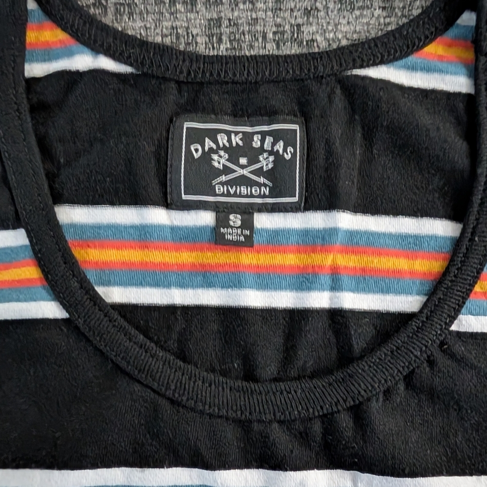 Dark Sea Men’s Black Striped Tank Top with Multicolor Bands - Picture 3 of 5